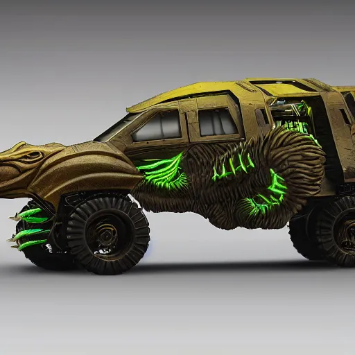 Image similar to velociraptor as a truck in the style of star wars, futuristic dramatic lighting, intricate photorealistic detail, many exotic high end features