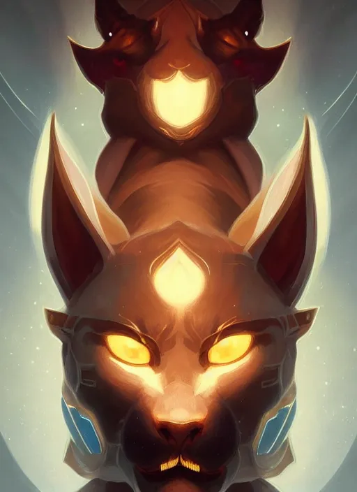 Image similar to symmetry!! portrait of rengar, league of legends, glowing lights!! intricate, elegant, highly detailed, digital painting, artstation, concept art, smooth, sharp focus, illustration, art by artgerm and greg rutkowski and alphonse mucha