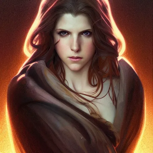 Image similar to beautiful powerful sorceress maiden princess, Anna Kendrick, cruel, intricate, elegant, highly detailed, digital painting, artstation, concept art, smooth, sharp focus, illustration, art by artgerm and greg rutkowski and alphonse mucha