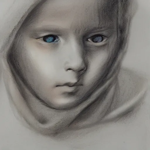 Image similar to a girl with a spider, charcoal on paper, bright pastel colors, by Pontormo