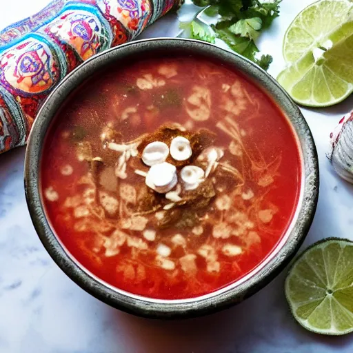 Prompt: bathtub full of pozole