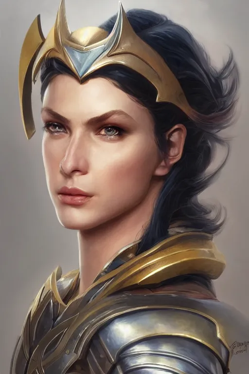 Image similar to amazon valkyrie athena, d & d, fantasy, portrait, highly detailed, headshot, digital painting, trending on artstation, concept art, sharp focus, illustration, art by artgerm and greg rutkowski and magali villeneuve