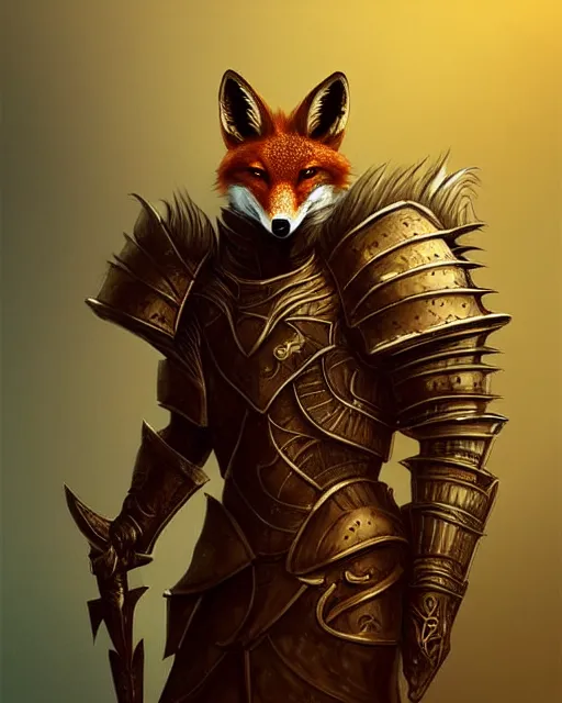 Prompt: fantasy art, armored fox, heavy armor, intricate design, artstation, amazing fantasy art, award winning, trending