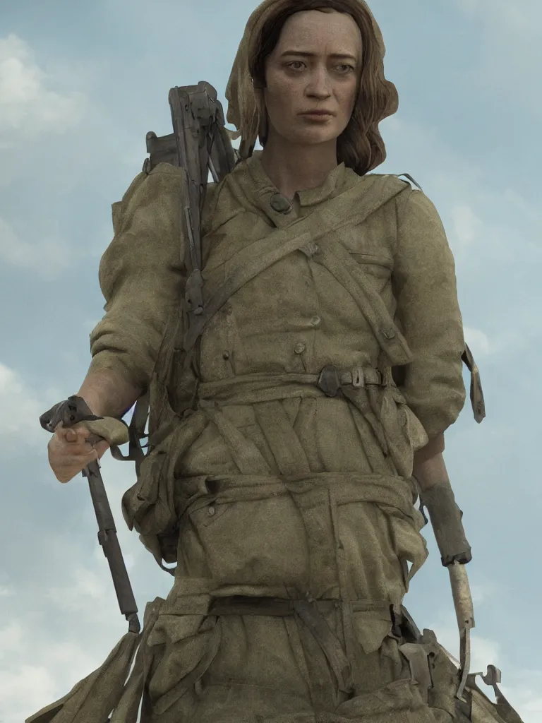 Image similar to angel of verdun, emily blunt, highly detailed, ray - traced