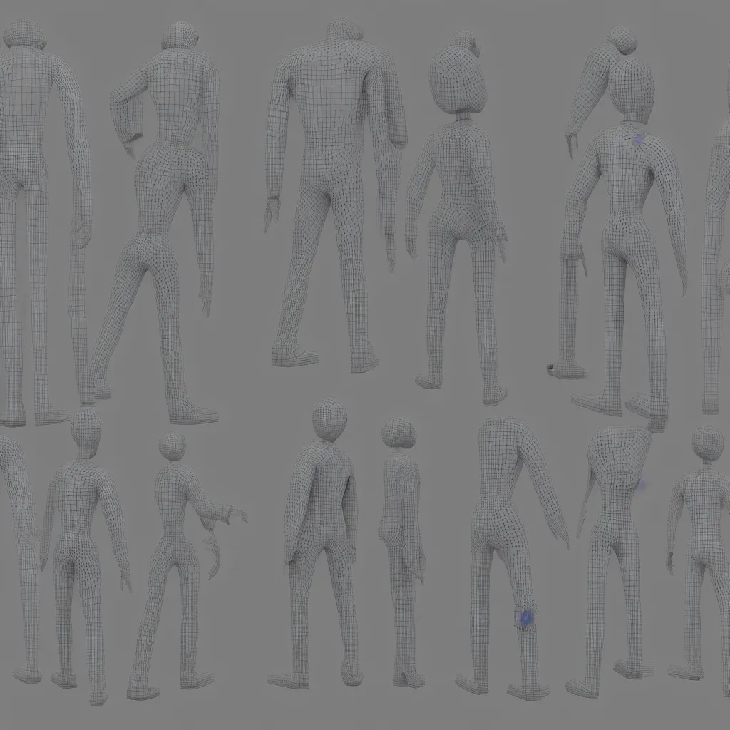 Prompt: 3 d character design sheet, clean t - pose of a japanese vintage toy front view. t pose, octane render, ray tracing, unreal engine 5, daz, ambient occlusion, insanely detailed, 8 k