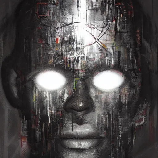 Image similar to technospiritual intervention, by michel basquiat and artgerm and seb mckinnon and greg rutkowski, featured on artstation, highly detailed, sharp, in focus