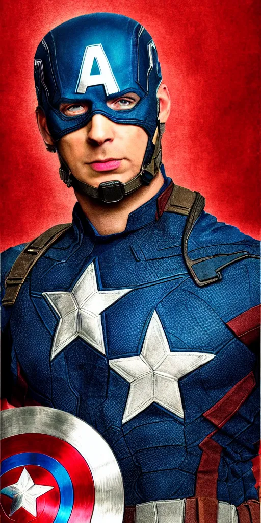 Prompt: Portrait photo of Captain America portrayed by Jordan Peterson, cinematic, trending digital art