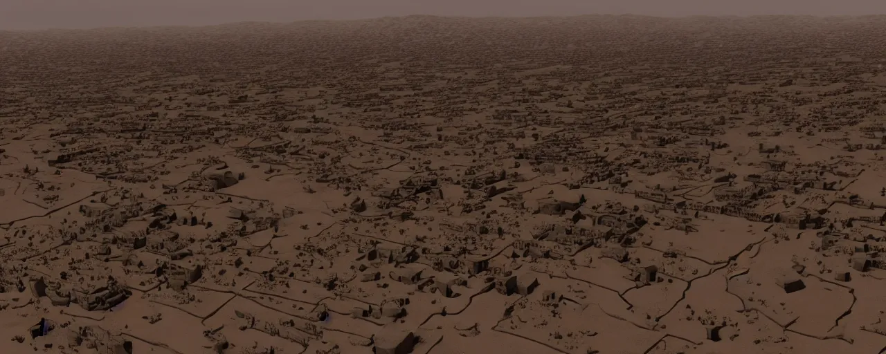 Image similar to A lonely town on the edge of the desert, highly detailed, 4k, cinematic lighting