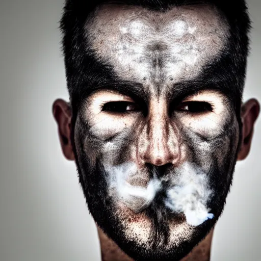 Prompt: man face made of smoke