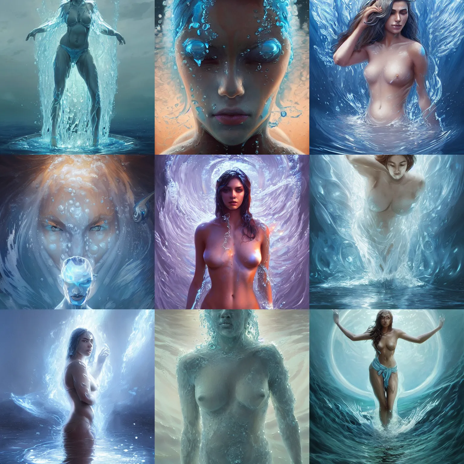Prompt: a water spirit, the spirit is made of water and is transparent, hyperalism, digital painting, artstation, concept art, smooth, 8 k frostbite 3 engine, ultra detailed, art by artgerm and greg rutkowski and magali villeneuve