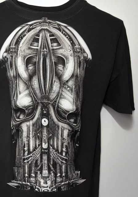 Prompt: henley tshirt designed by h. r. giger