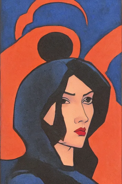 Prompt: black widow ( natasha romanova ), marvel, artwork by nicholas roerich,