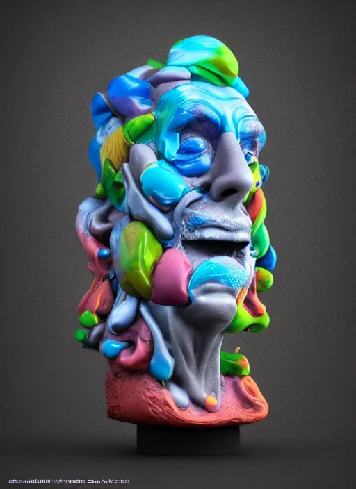 Image similar to 3D abstract resin miniature sculpture by Salvador Dali, psychedelic, abstractionism, realistic, 8K, Hyperrealism, Subsurface scattering, raytracing, Octane Render, Zbrush, simple background