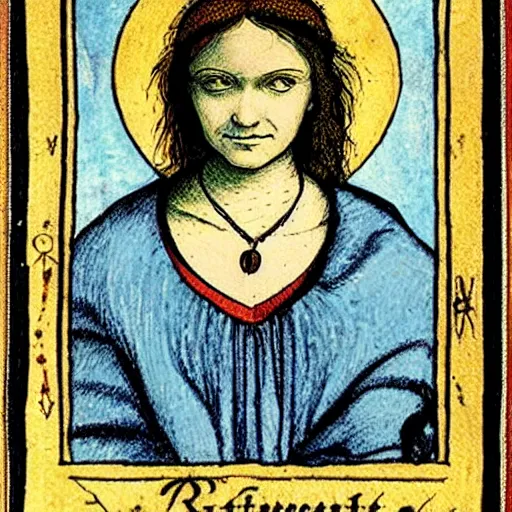 Image similar to a renaissance tarot reader in the style of Leonardo DaVinci