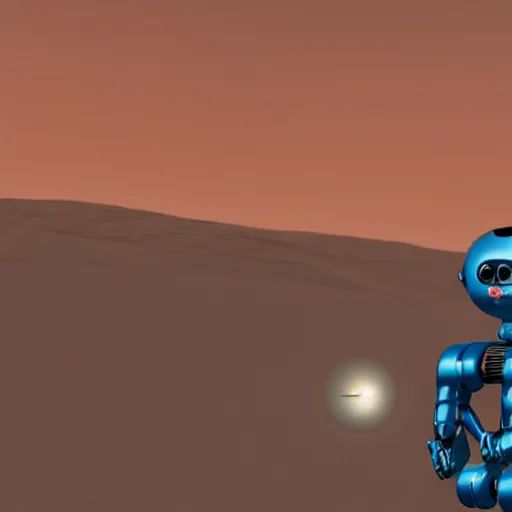 Image similar to blue godot robot ponders looking up at the moon, thinking, lunar beauty, atmospheric scattering, vray