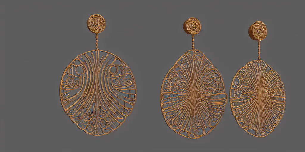 Image similar to earring design, jewelry design, wood, nordic, art deco, intricate, elegant, material, product design, trending on artstation, cgsociety, photo realistic, design by ziva cph and isabel lennse and kalevala, 8 k, unreal engine, c 4 d