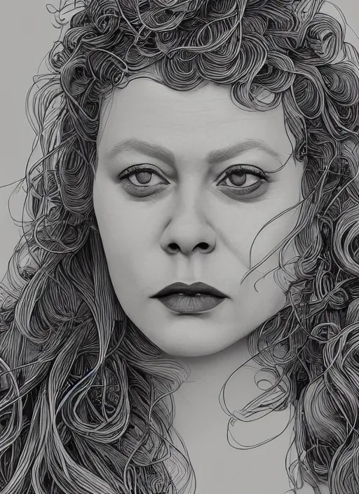 Prompt: closeup portrait of natasha lyonne, an ultrafine detailed illustration by james jean, intricate linework, bright colors, final fantasy, behance contest winner, vanitas, angular, altermodern, unreal engine 5 highly rendered, global illumination, radiant light, detailed and intricate environment