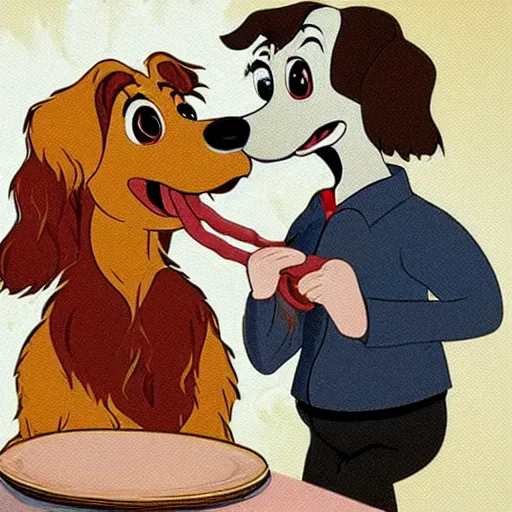 Image similar to lady in the tramp, but with intestines