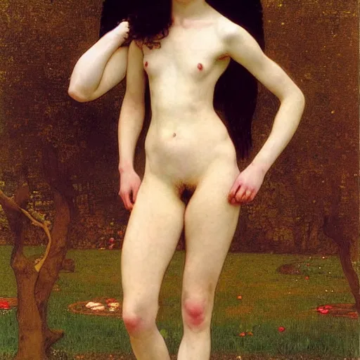 Image similar to goddess of transcendential consciousness, william - adolphe bouguereau, egon schiele, gustav klimt