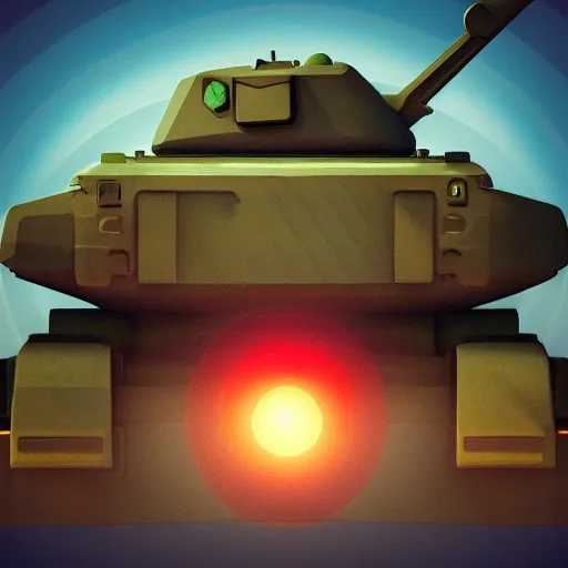 Image similar to a cute chubby tank icon stylized digital illustration radiating a glowing aura global illumination ray tracing hdr fanart arstation