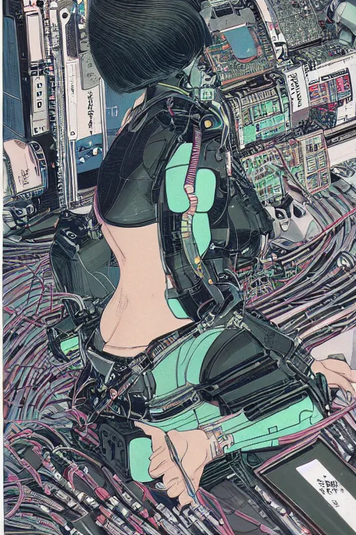 beautiful cyberpunk anime style illustration of motoko, Stable Diffusion