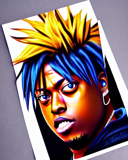 Image similar to juice wrld rapper rockstar legend highly detailed photo realistic naruto digital art