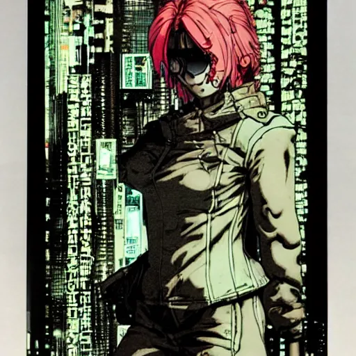 Image similar to android, killer - girl, 1 / 8 katsuya terada, style of cyberpunk, night, city,