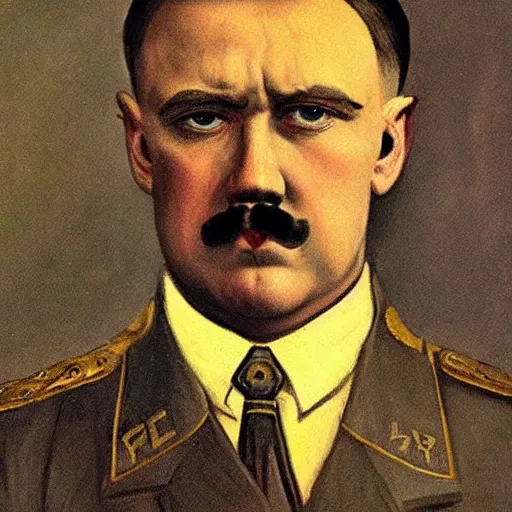 Prompt: portrait of gigachad, painted by adolf hitler