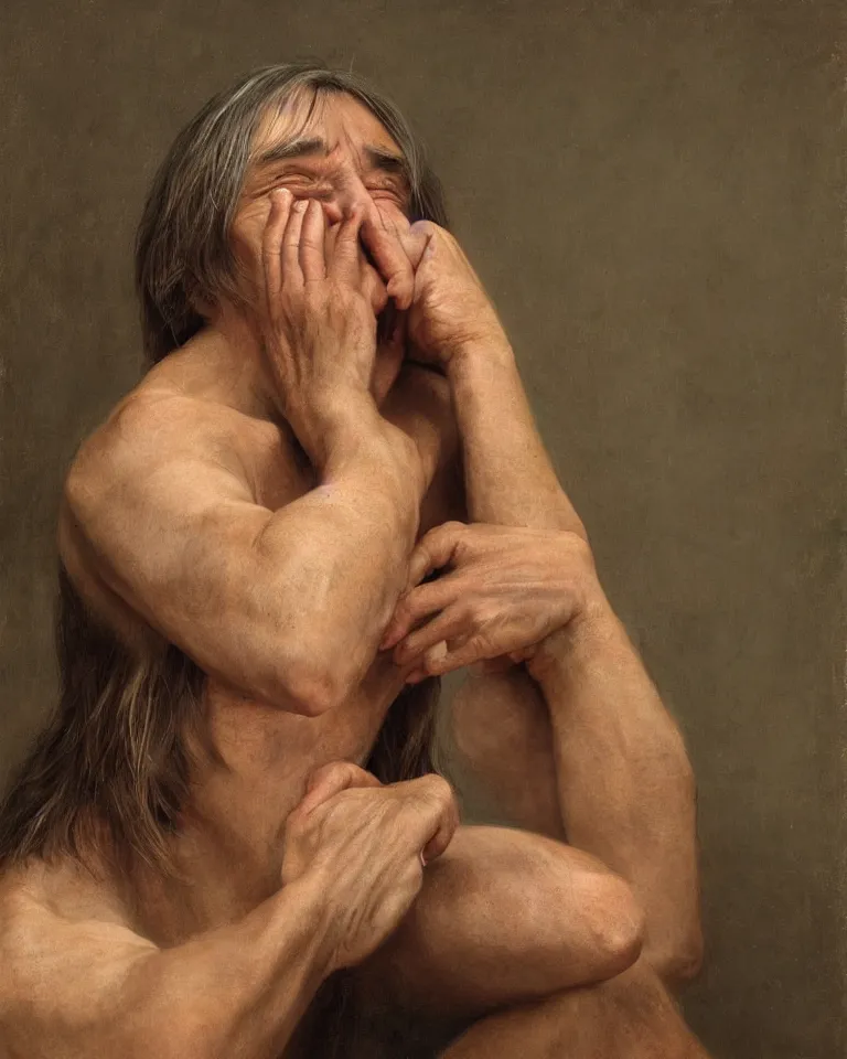 Prompt: Braco the Gazer crying with joy, portrait photograph, 8K, very detailed