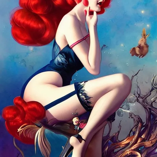 Image similar to a pinup by anna dittmann and gil elvgren.