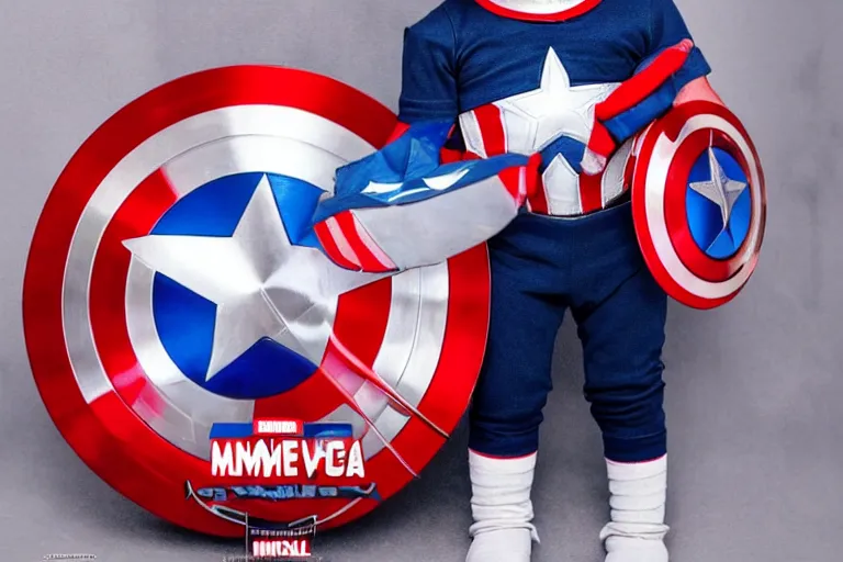 Prompt: photo of vinicius jr wearing captain america's outfit, photography, filmic, cinematic, glamor shot