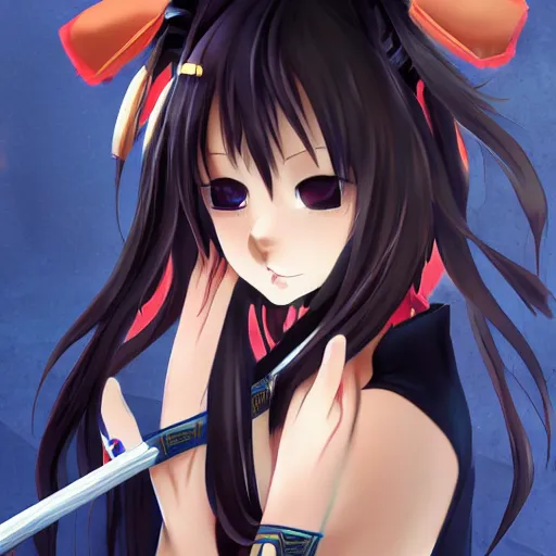 Prompt: cute samurai catgirl, high quality anime stunning art, trending on artstation