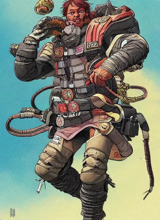 Image similar to apex legends pro wrestler. concept art by james gurney and mœbius.