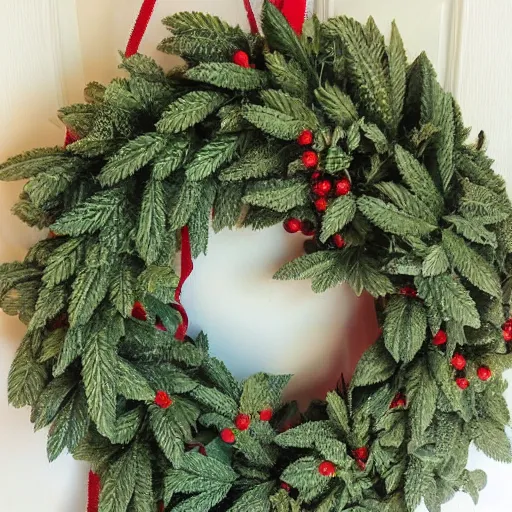 Image similar to christmas wreath woven of cannabis leaf ganja bud nugs reefer wreath leaves