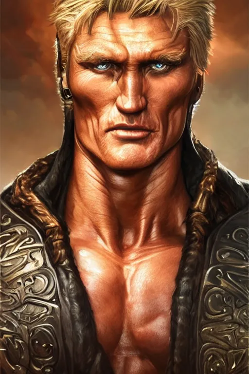 Image similar to ultra realistic illustration, hulking herculean dolph lundgren as a rogue pirate thief from baldurs gate and diablo, intricate from baldurs gate, elegant, highly detailed, digital painting, artstation, concept art, smooth, sharp focus, illustration, art by artgerm and greg rutkowski and alphonse mucha