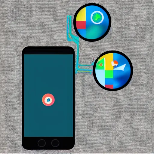 Prompt: concept art of spherical smartphone, apps icons, high performance