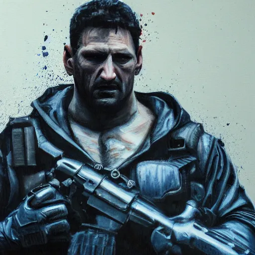 Prompt: Frank castle painting 4k detail