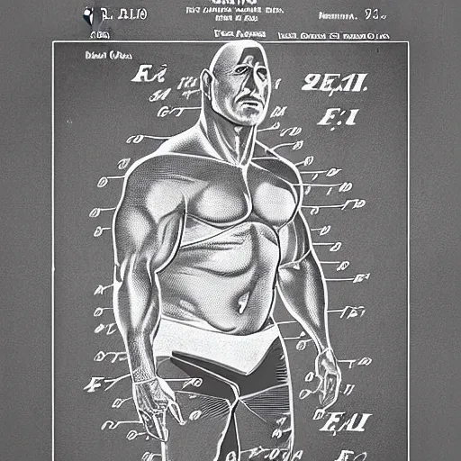 Image similar to dwayne johnson as a us patent drawing