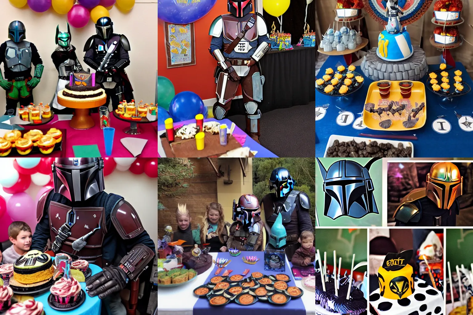 Prompt: The Mandalorian at a child’s birthday party