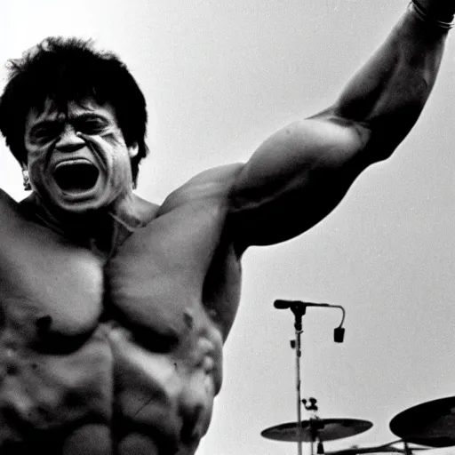 Image similar to hulk performing at woodstock