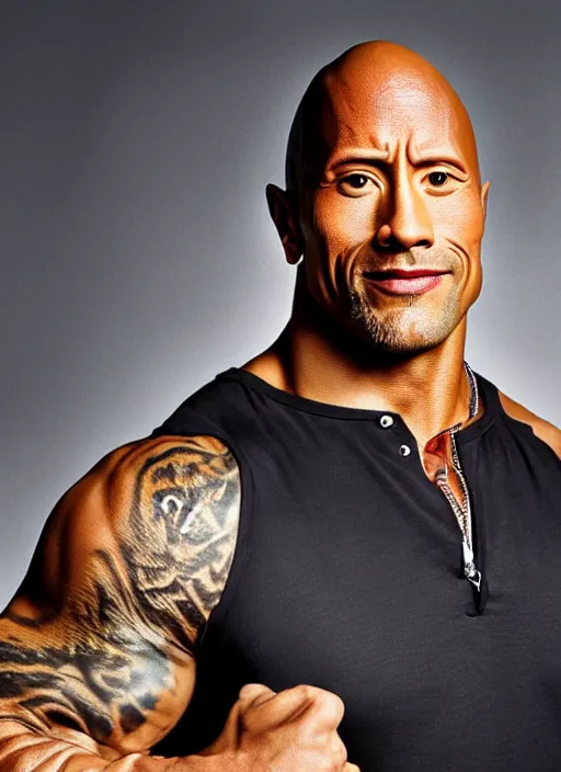 Image similar to a portrait of dwayne johnson wearing cat ears