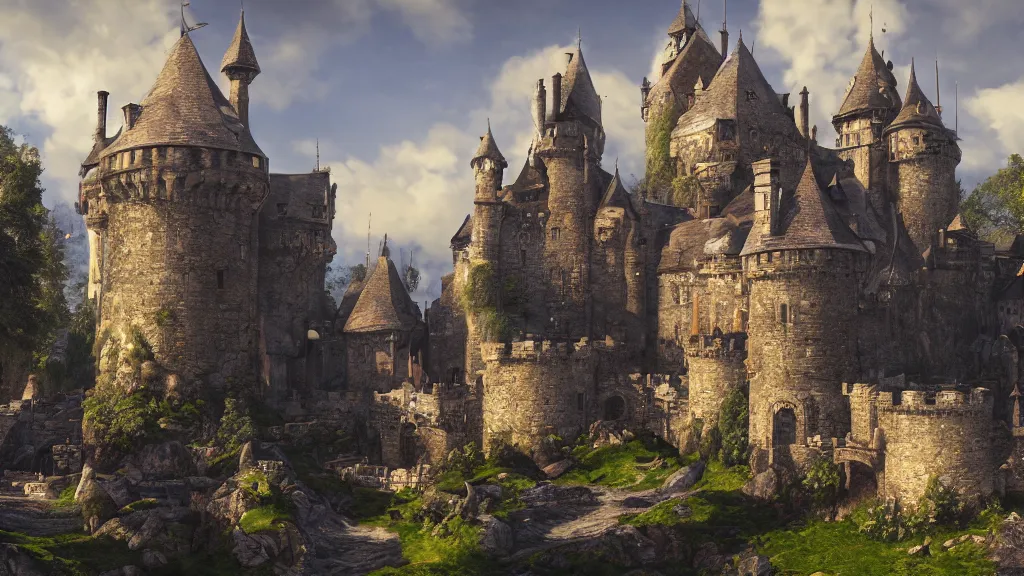 medieval castle, fantasy artwork, very very very | Stable Diffusion