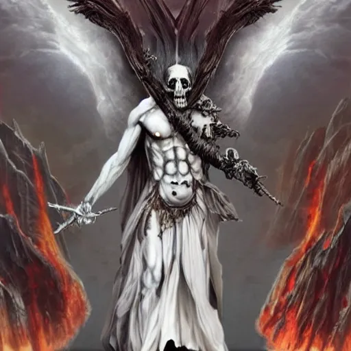 Prompt: the god of death and despair, dark fantasy, ultrarealistic,