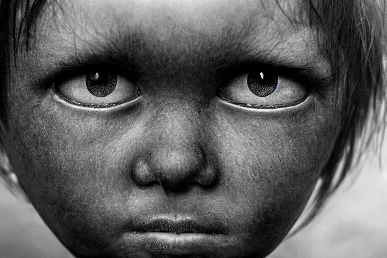 Image similar to black eyed kids, alien human hybrid