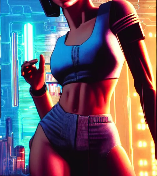 Image similar to cable plugged into cyberdeck, back of head, very very beautiful cyberpunk woman, computer, 1 9 7 9 omni magazine cover, style by vincent di fate, cyberpunk 2 0 7 7, very coherent, detailed, 4 k resolution, unreal engine, daz