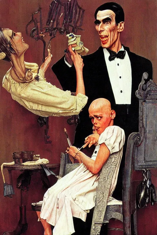 Image similar to lurch from the addams family painted by norman rockwell