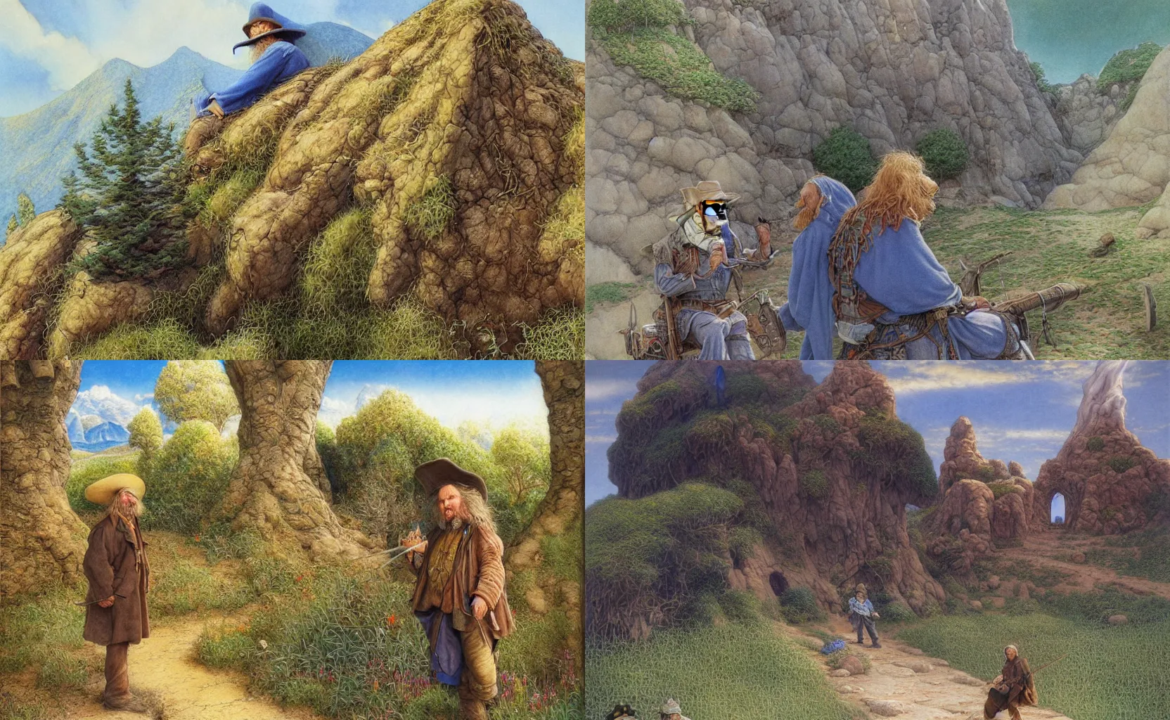 Prompt: tom bombadil visiting new mexico on a sunny day, fantasy art by john howe and alan lee