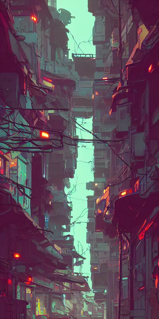 Image similar to cyberpunk alley, detailed, cel shaded, by makoto shinkai and moebius and anton fadeev and james gurney,