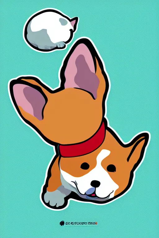 Image similar to Portrait of a corgi as a sumo wrestler, sticker, colorful, illustration, highly detailed, simple, smooth and clean vector curves, no jagged lines, vector art, smooth