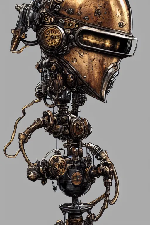 Image similar to steampunk helmet fantasy art mask robot ninja stylized digital illustration sharp focus, elegant intricate digital painting artstation concept art global illumination ray tracing advanced technology chaykin howard and campionpascale and cooke darwyn and davis jack